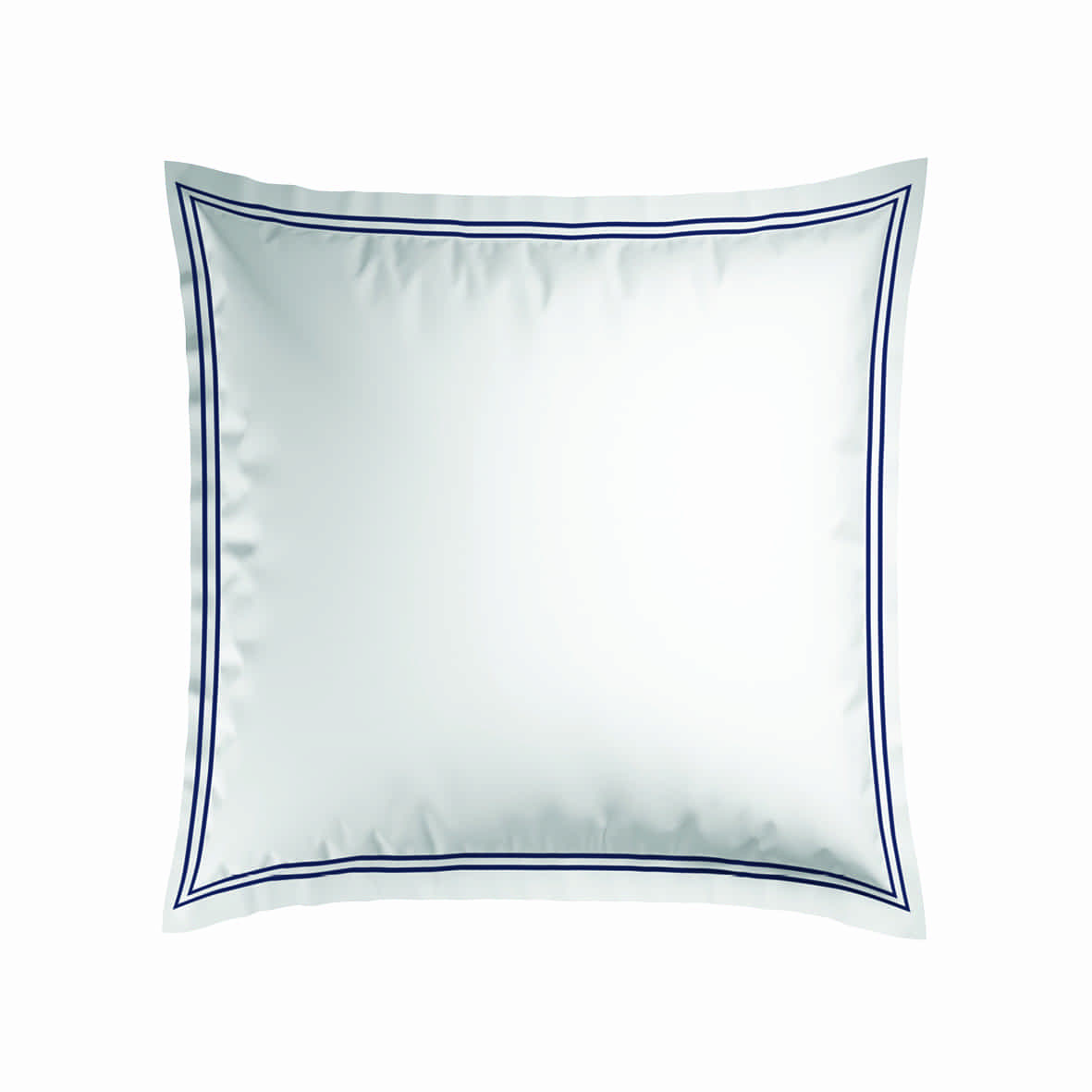 Set de 2 taies d'oreiller satin de coton - Annecy Bleu fonce / Blanc - 2 x (63 x 63 cm)