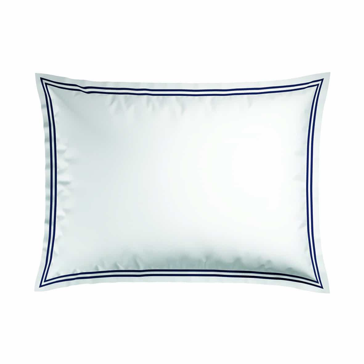 Set de 2 taies d'oreiller satin de coton - Annecy Bleu fonce / Blanc - 2 x (50 x 70 cm)