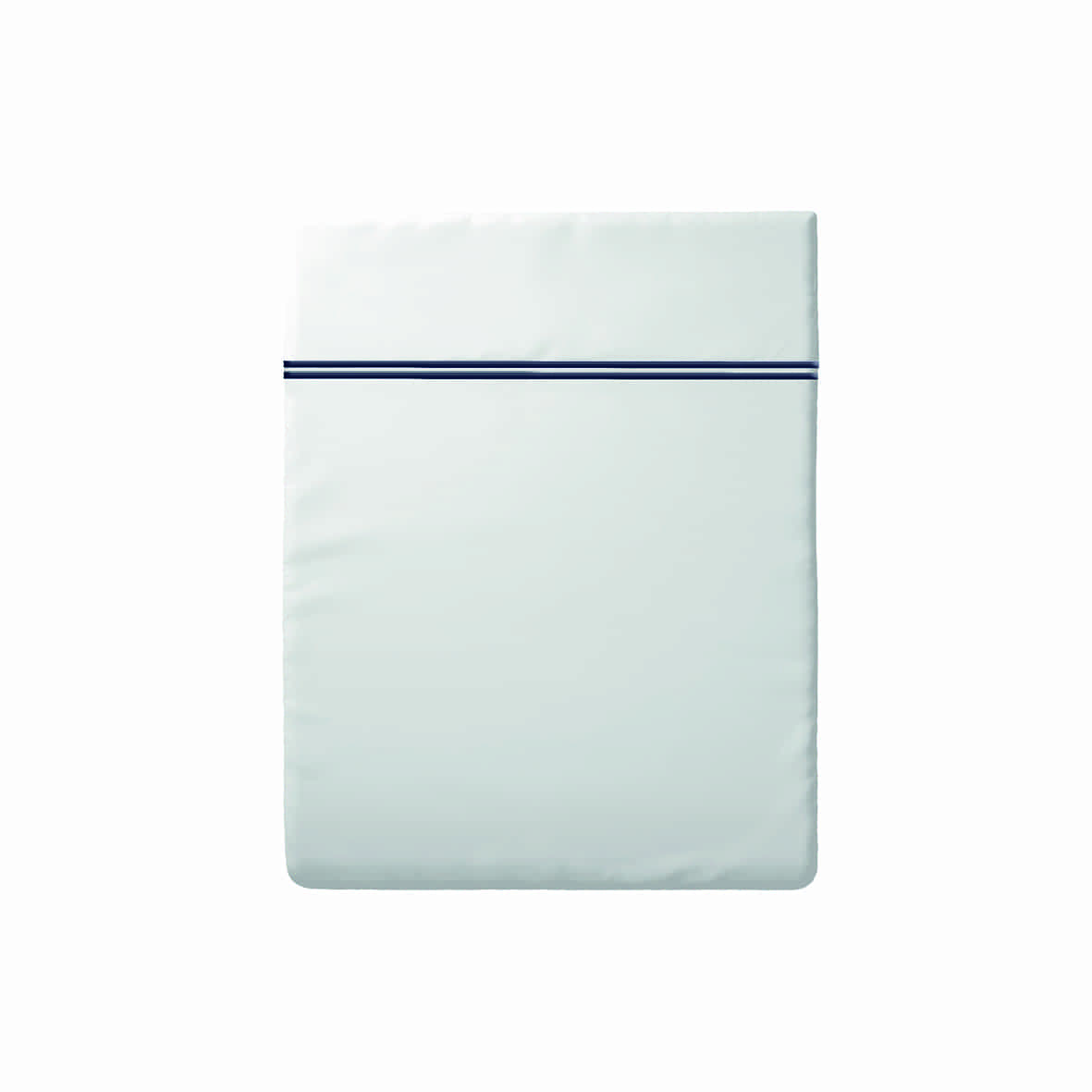 Drap plat satin de coton - Annecy Bleu fonce / Blanc - 240 x 300 cm