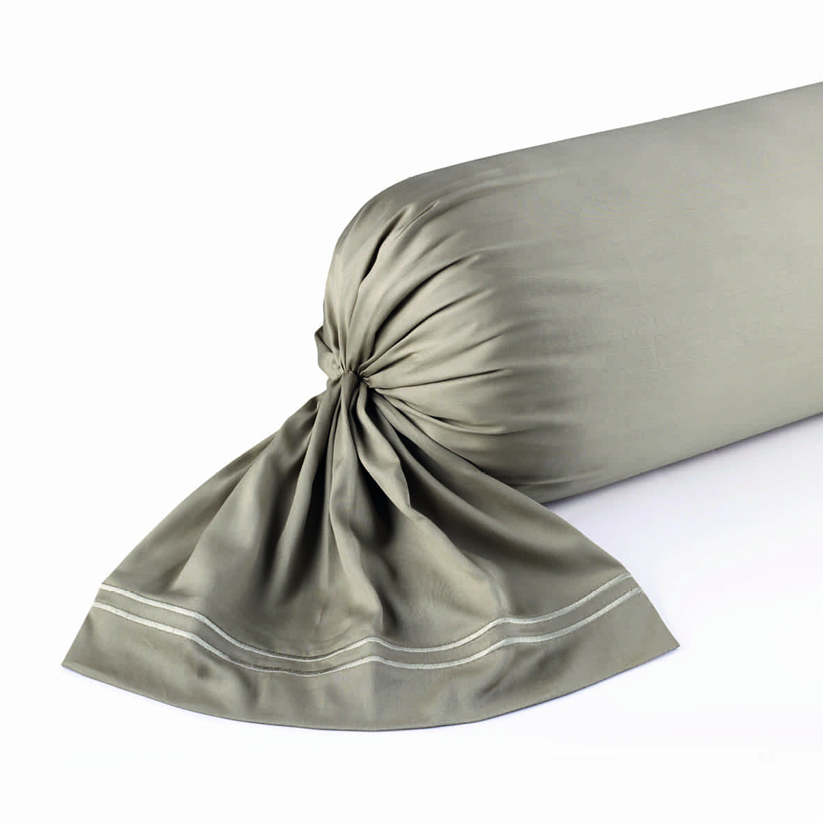 Taie de traversin satin de coton - Annecy Taupe / Taupe - 43 x 210 cm