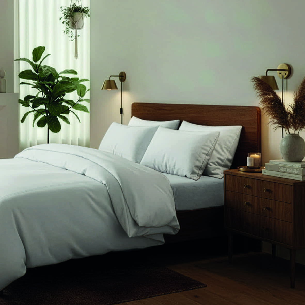 Set de 2 taies d'oreiller satin de coton - Annecy Blanc / Blanc - 2 x (63 x 63 cm) – Image 2