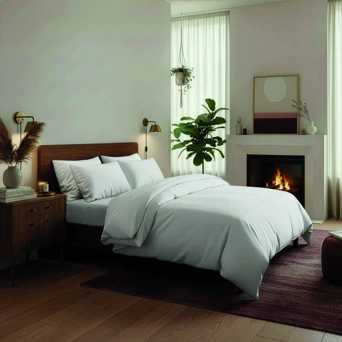 Set de 2 taies d'oreiller satin de coton - Annecy Blanc / Blanc - 2 x (63 x 63 cm) – Image 3