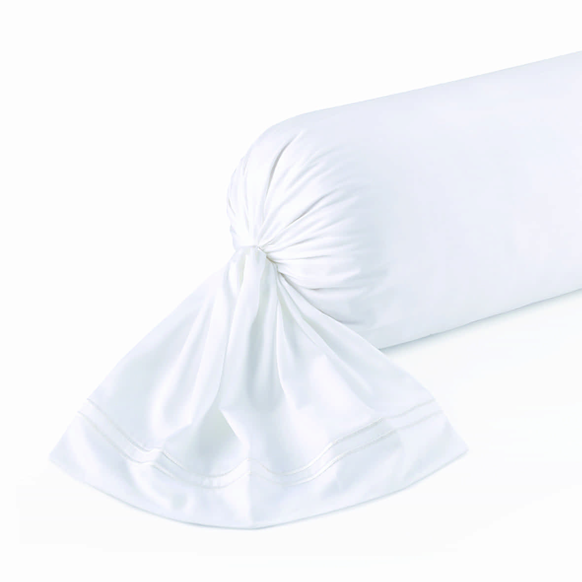 Taie de traversin satin de coton - Annecy Blanc / Blanc - 43 x 210 cm