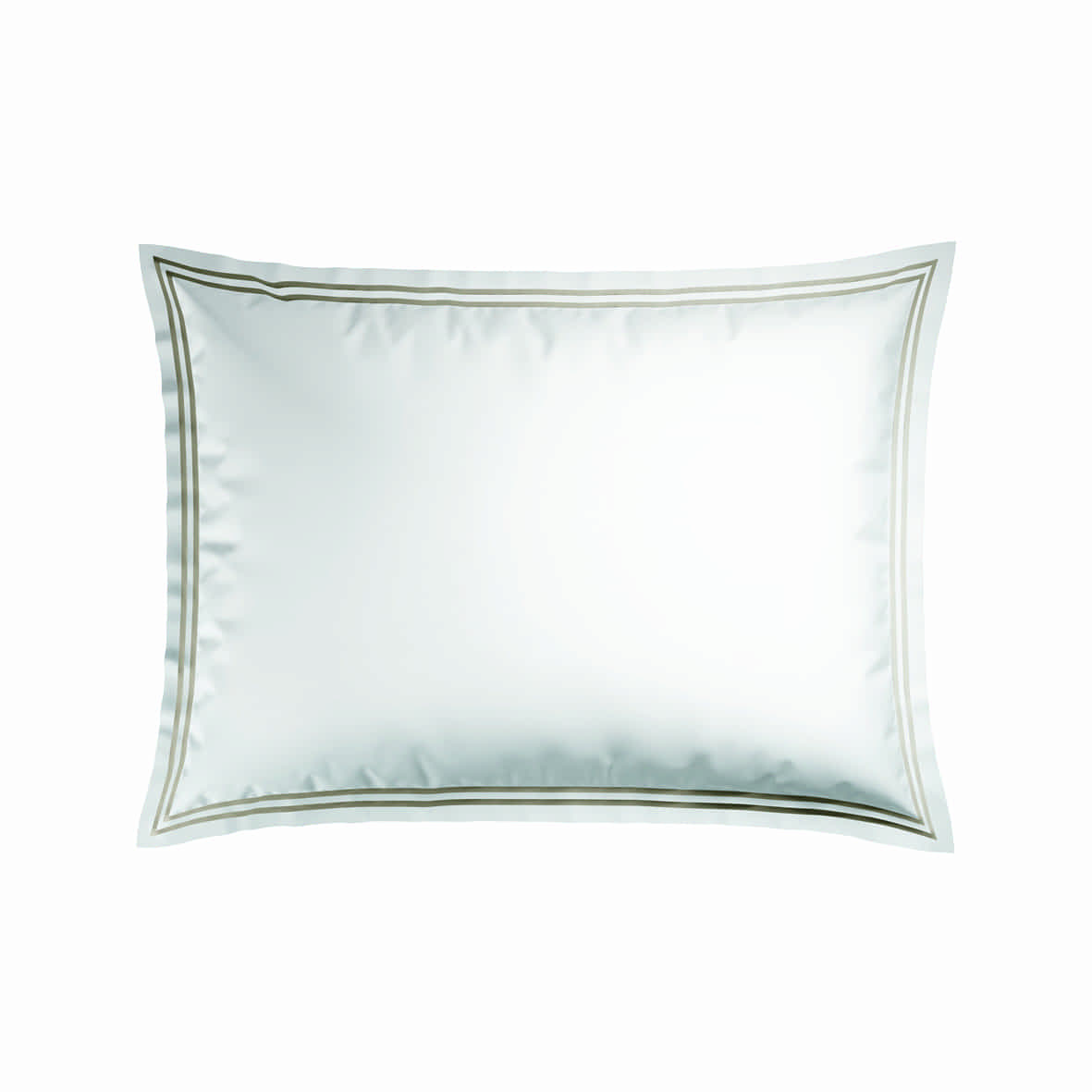 Set de 2 taies d'oreiller satin de coton - Annecy Taupe / Blanc - 2 x (50 x 70 cm)