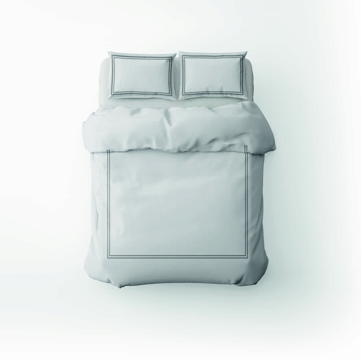 Housse de couette + 2 taies d'oreiller satin de coton - Annecy Grey / Blanc - 260 x 240 cm + 2 x (63 x 63 cm)