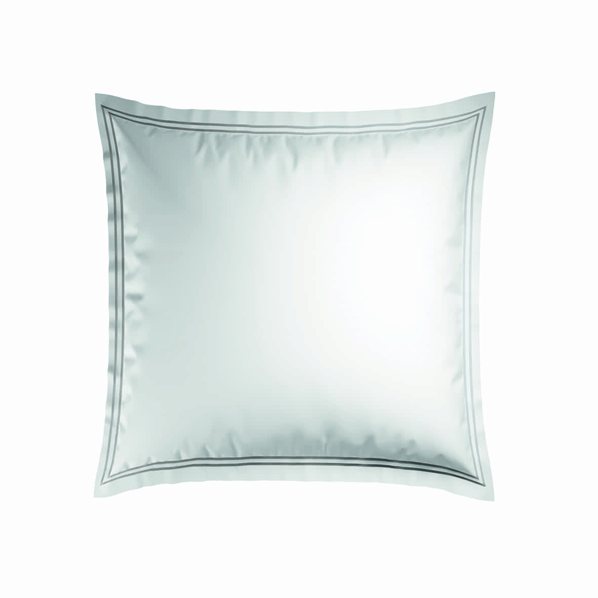 Set de 2 taies d'oreiller satin de coton - Annecy Grey / Blanc - 2 x (63 x 63 cm)