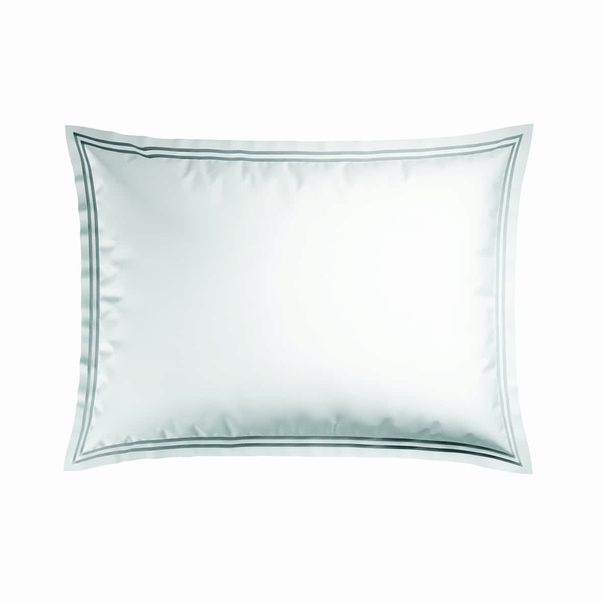 Set de 2 taies d'oreiller satin de coton - Annecy Grey / Blanc - 2 x (50 x 70 cm)