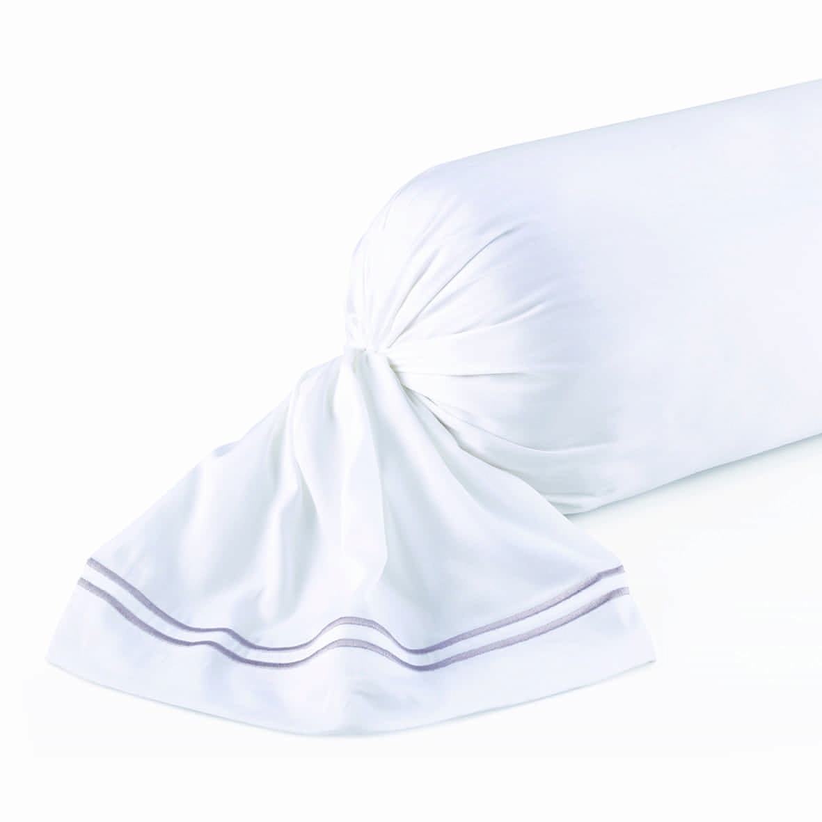 Taie de traversin satin de coton - Annecy Grey / Blanc - 43 x 210 cm