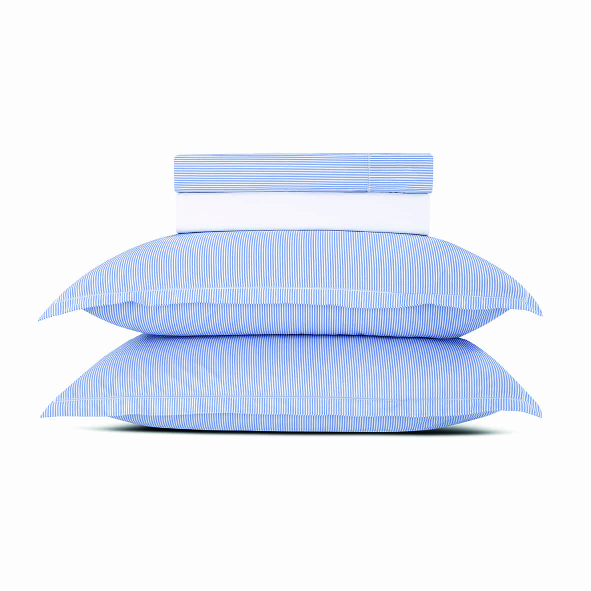 Ensemble de draps coton percale - Sorbonne Bleu clair - 240 x 300 cm + 180 x 200 x 30 cm + 2 x (50 x 70 cm)