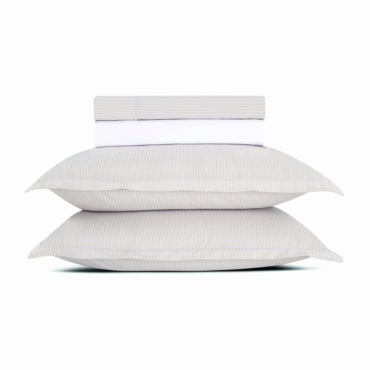 Ensemble de draps coton percale - Sorbonne Taupe  - 230 x 290 cm + 180 x 200 x 30 cm + 2 x (50 x 80 cm)