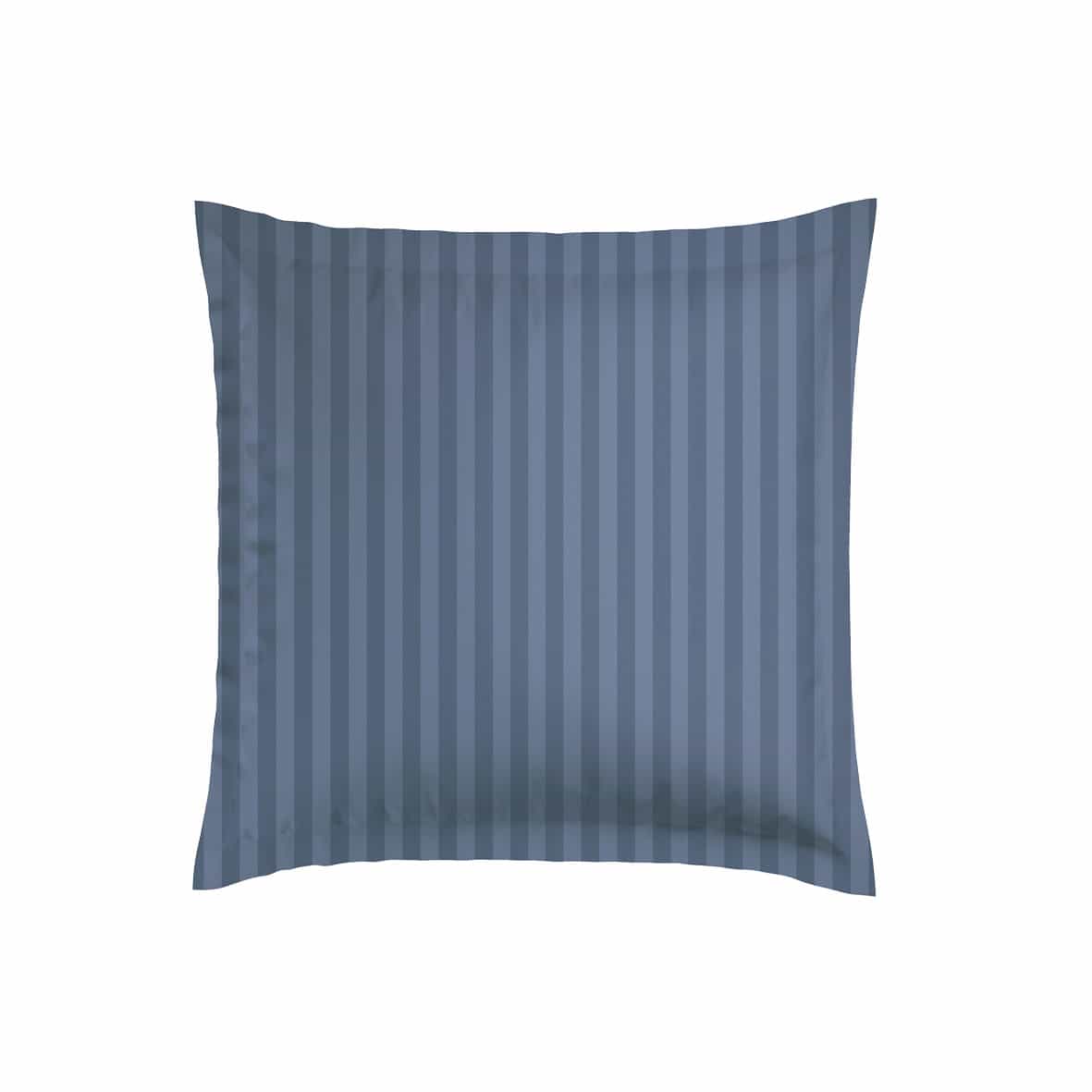 Set de 2 taies d'oreiller satin de coton rayure tissé dobby -  Bleu 06 - 2 x (80 x 80 cm)