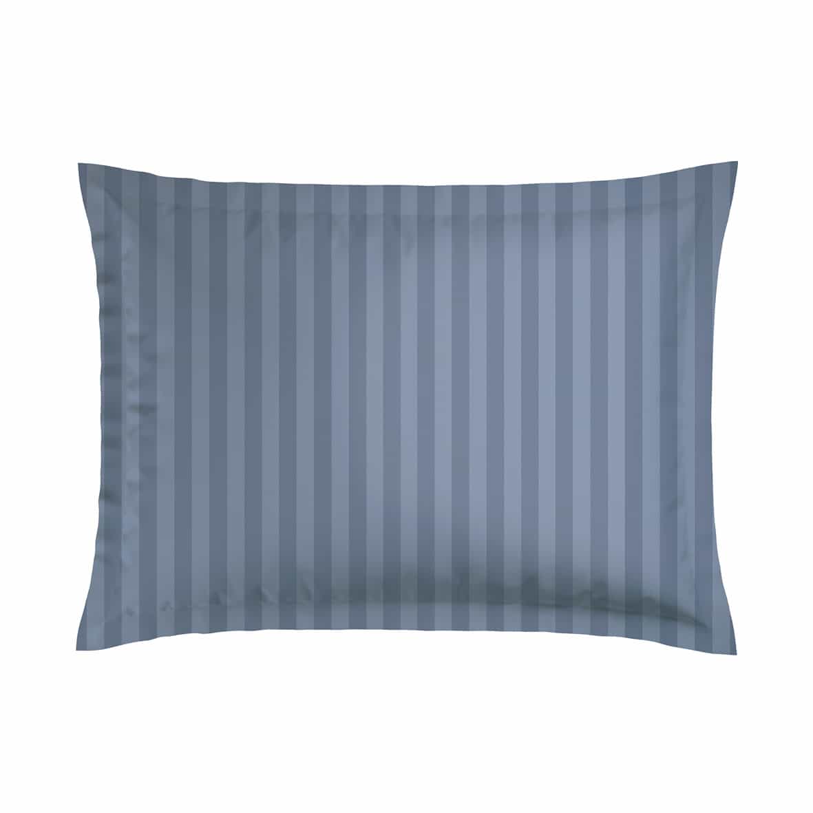 Set de 2 taies d'oreiller satin de coton rayure tissé dobby -  Bleu 06 - 2 x (50 x 70 cm)