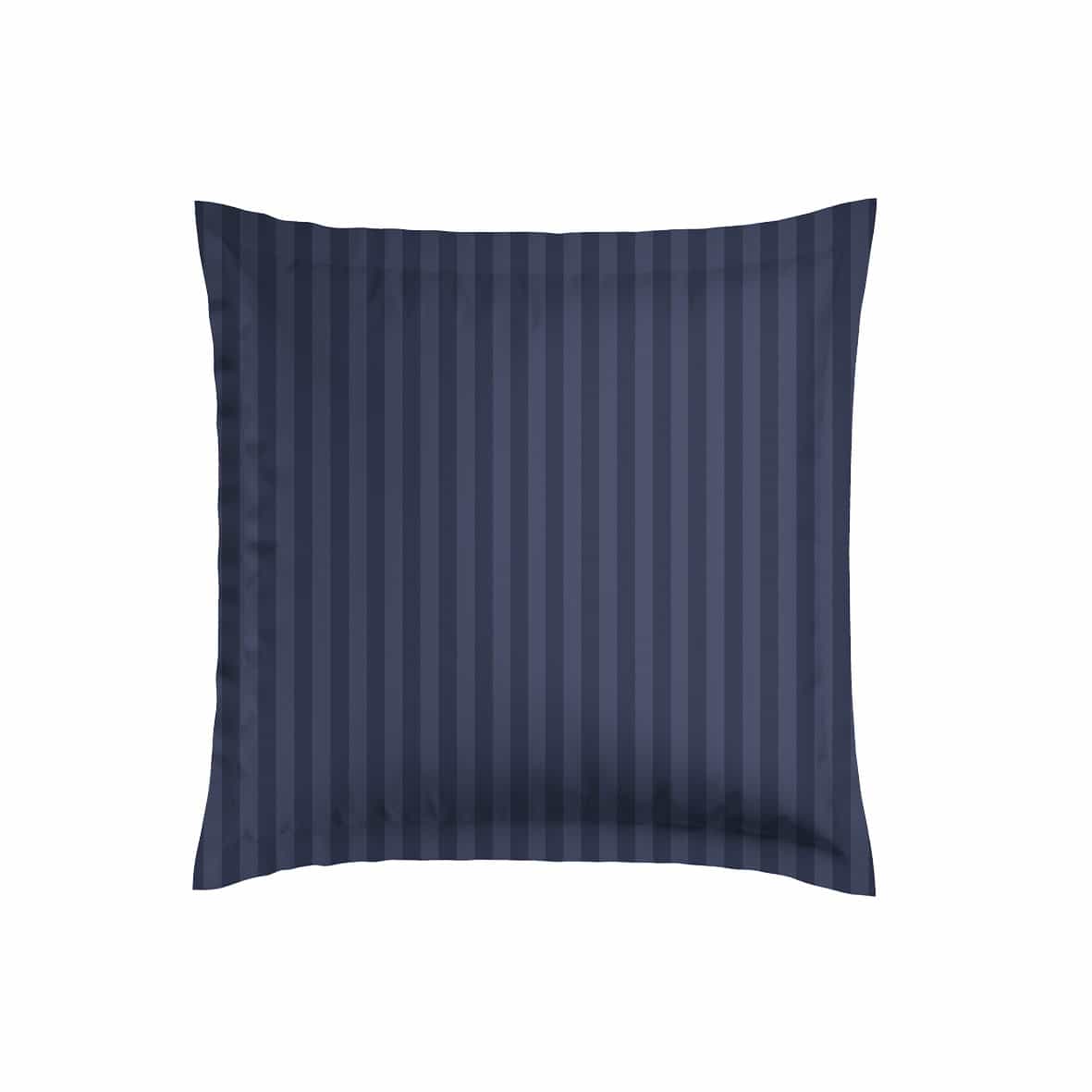 Set de 2 taies d'oreiller satin de coton rayure tissé dobby -  Bleu 11 - 2 x (80 x 80 cm)
