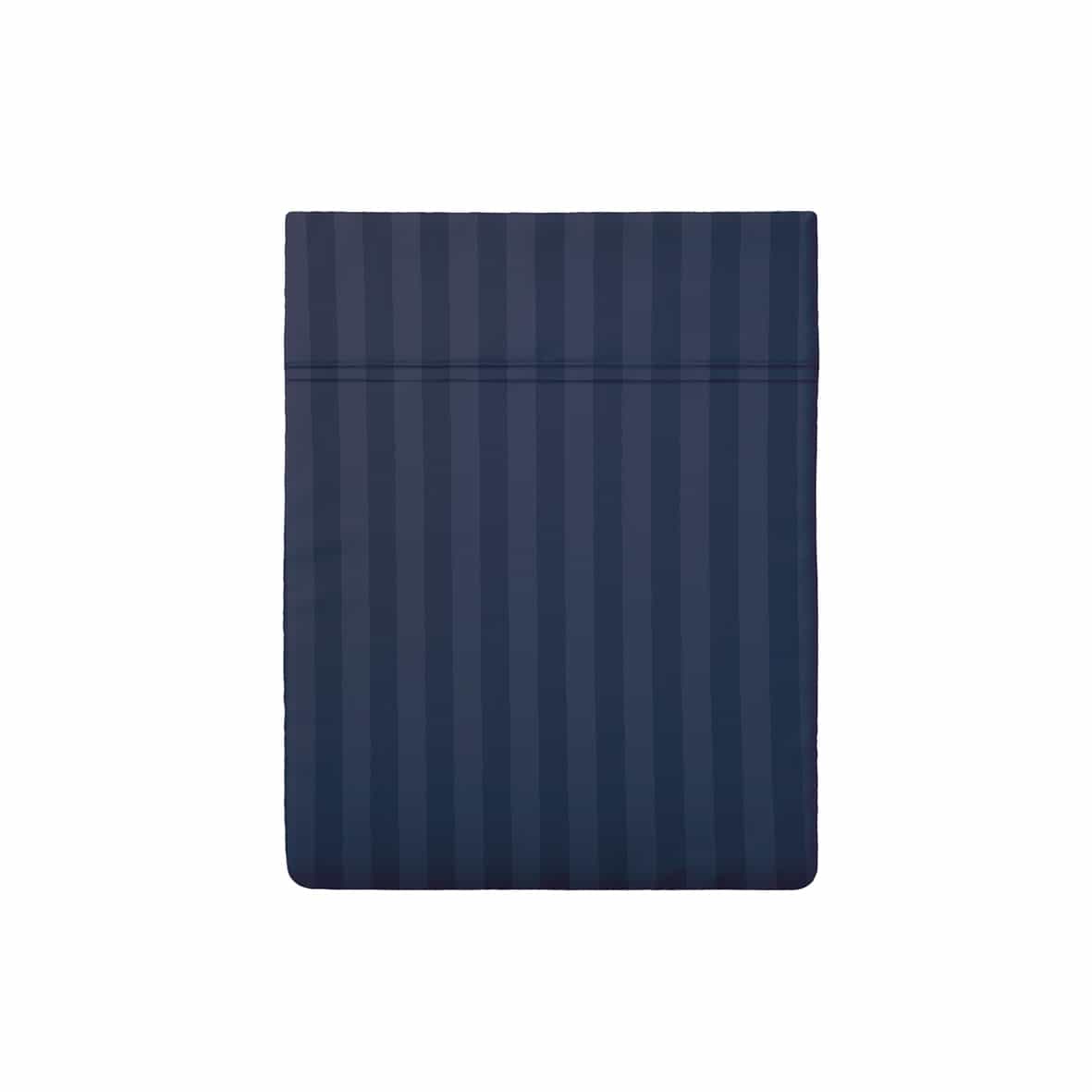 Drap plat satin de coton dobby stripe -  Bleu 11 - 260 x 290 cm