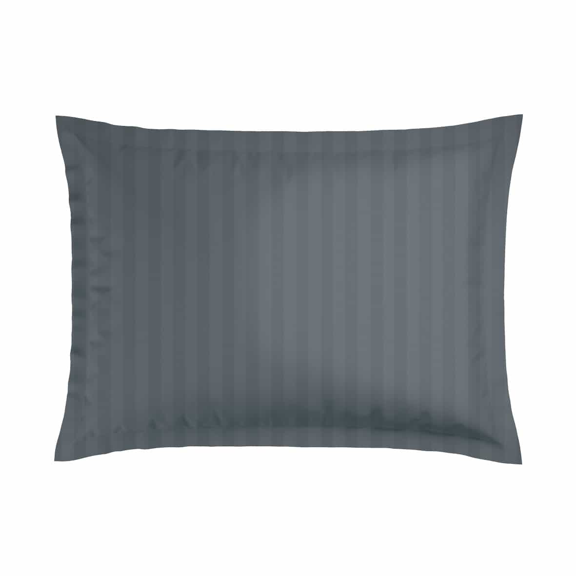 Set de 2 taies d'oreiller satin de coton rayure tissé dobby -  Gris 02 - 2 x (50 x 70 cm)