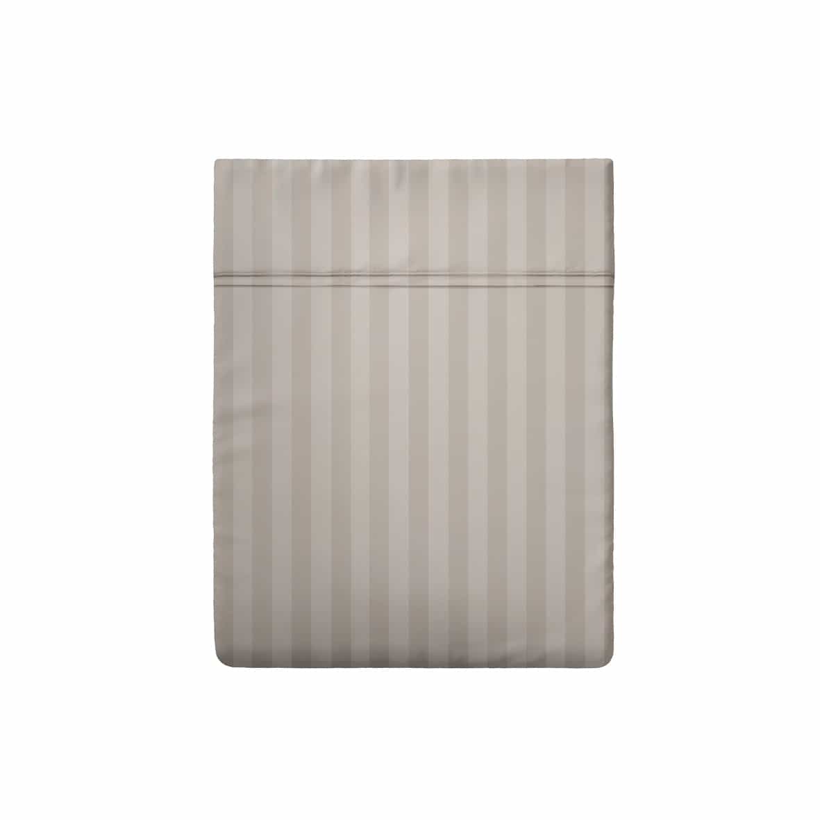 Drap plat satin de coton dobby stripe -  Taupe 01 - 260 x 290 cm