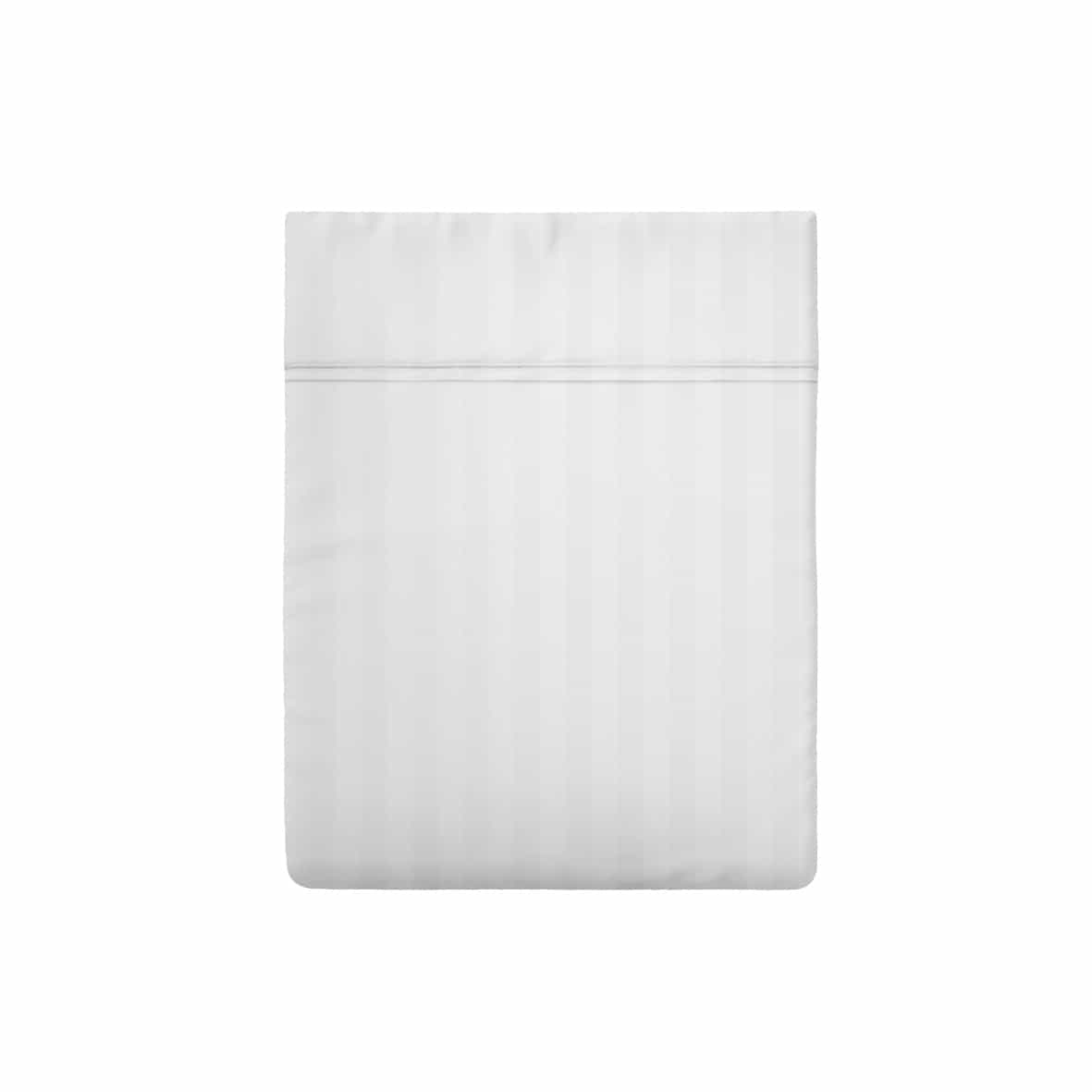 Drap plat satin de coton dobby stripe -  Blanc 01 - 260 x 290 cm