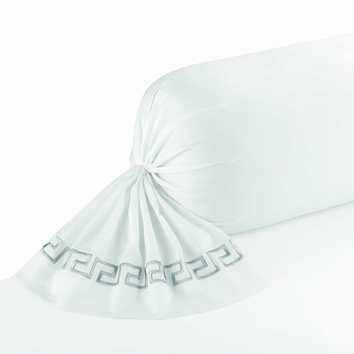 Taie de traversin satin de coton - Lune impériale Grey / Blanc - 43 x 210 cm