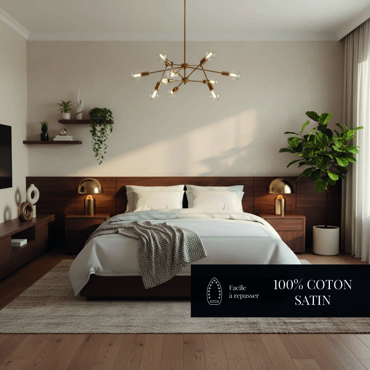 Taie de traversin satin de coton - Lune impériale Grey / Blanc - 43 x 210 cm – Image 4