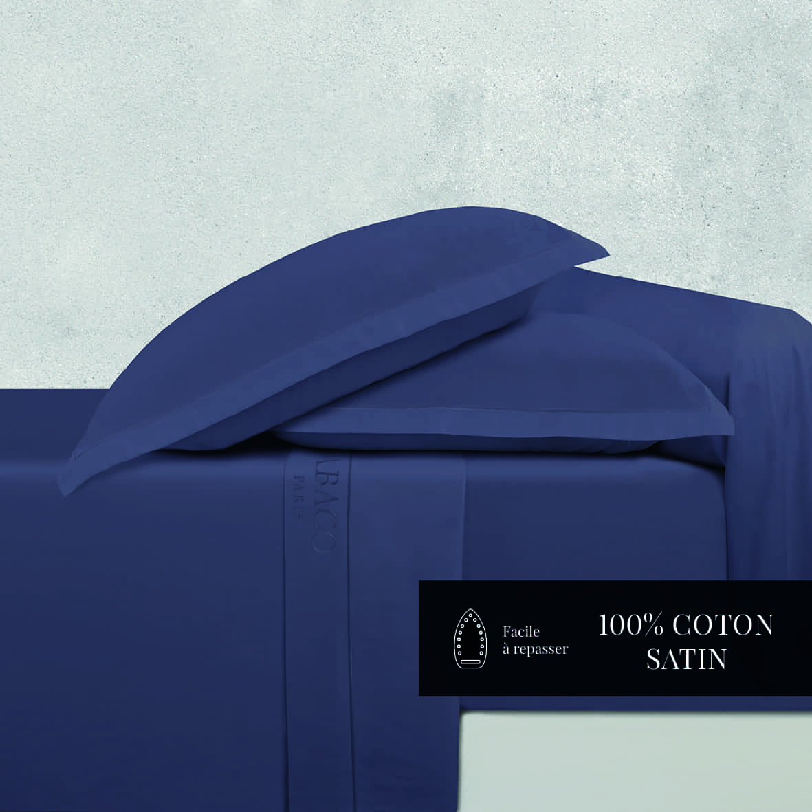 Ensemble de draps satin de coton - Uni 1 baratta Bleu 06 - 240 x 300 cm + 160 x 200 x 30 cm + 2 x (50 x 70 cm) – Image 4