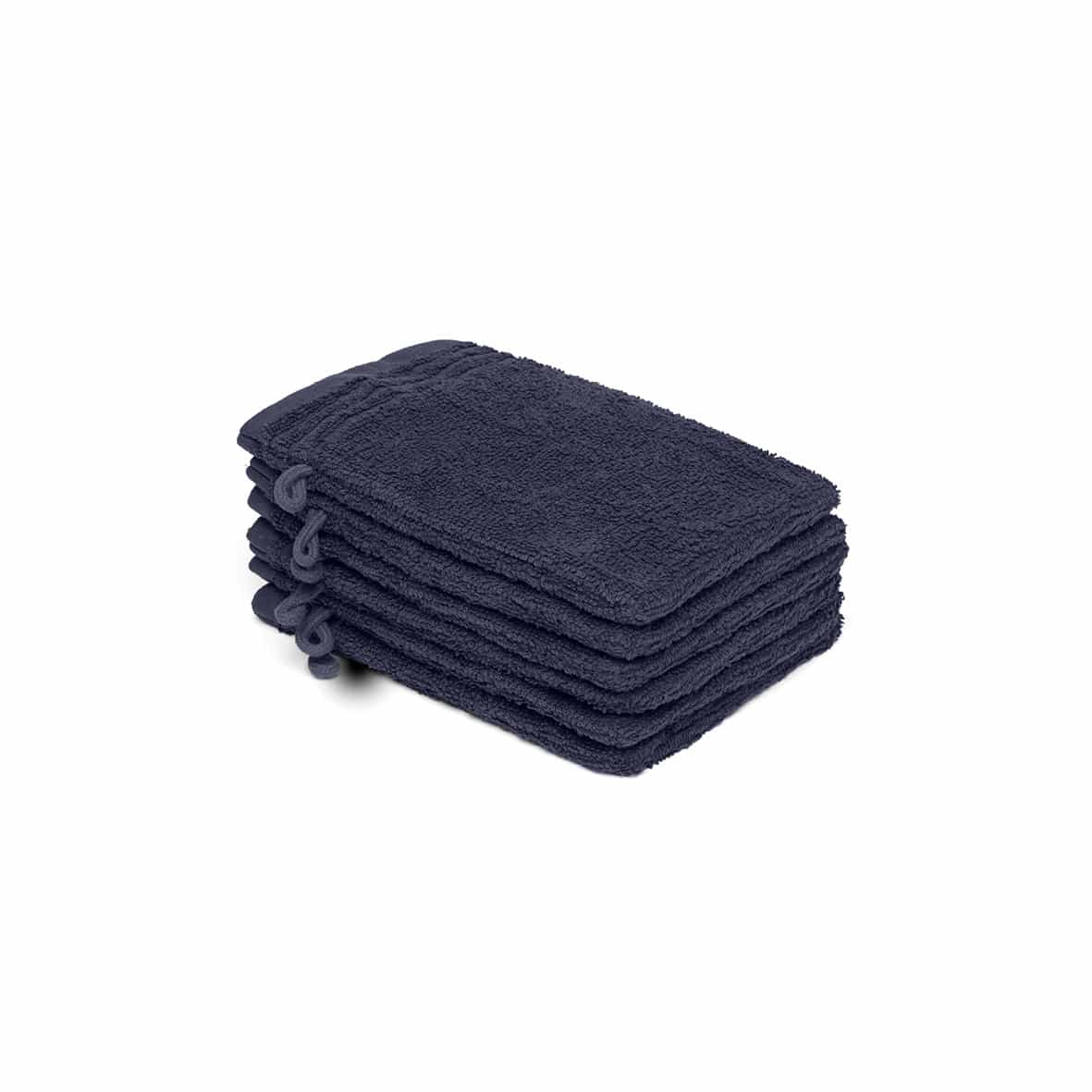 Gant de toilette coton peigné LT - Ecume Bleu foncé - 6 x (15 x 21 cm)