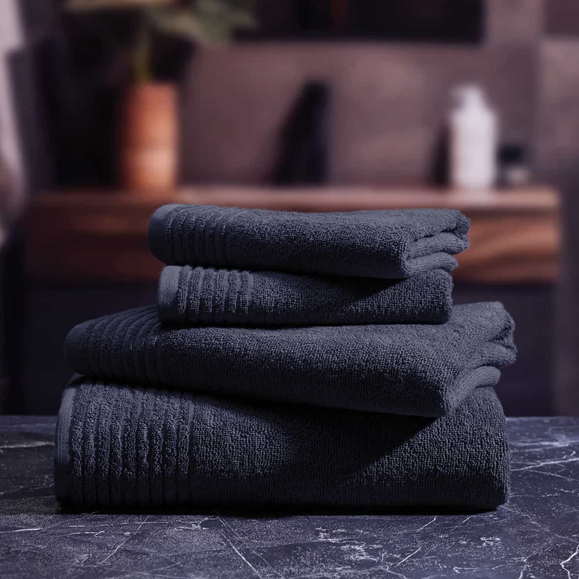 Gant de toilette coton peigné LT - Ecume Bleu foncé - 6 x (15 x 21 cm) – Image 3