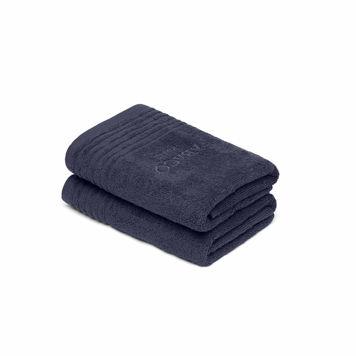 Serviette coton peigné LT - Ecume Bleu foncé - 2 x (50 x 100 cm)