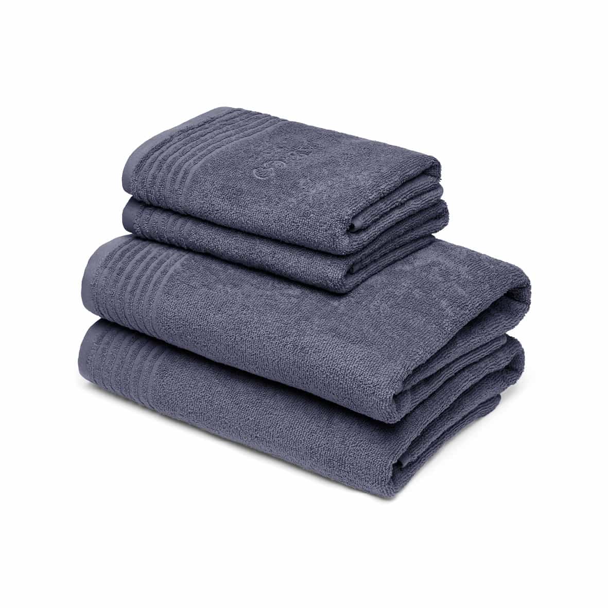 Serviette + drap de bain coton peigné LT - Ecume Bleu gris - 2 x (50 x 100 cm) + 2 x (70 x 140 cm)