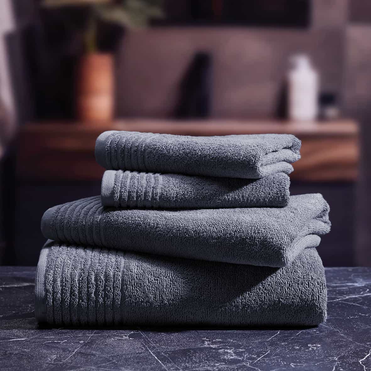 Serviette + drap de bain coton peigné LT - Ecume Bleu gris - 2 x (50 x 100 cm) + 2 x (70 x 140 cm) – Image 3