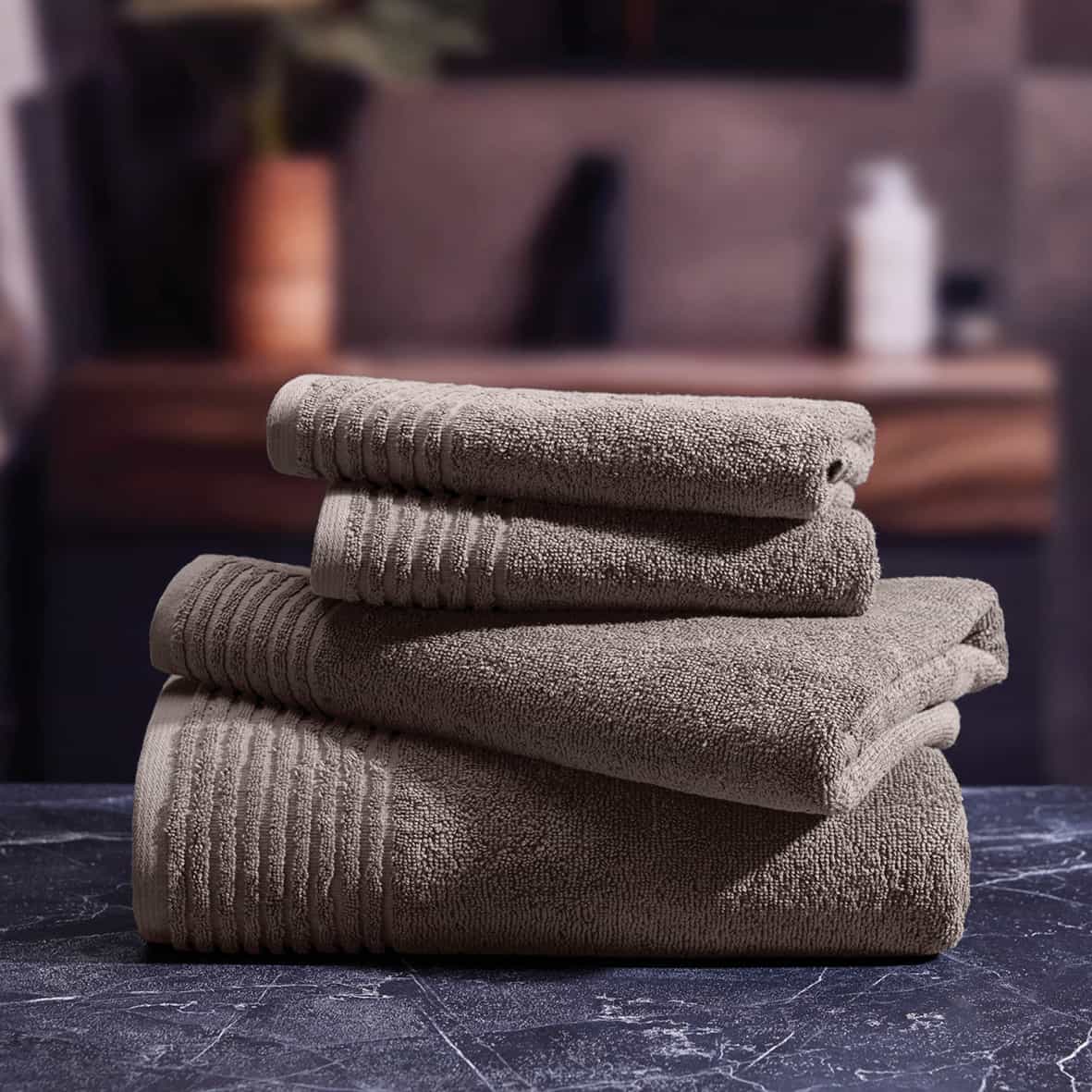 essuie-mains coton peigné LT - Ecume Brun - 2 x (45 x 45 cm) – Image 3