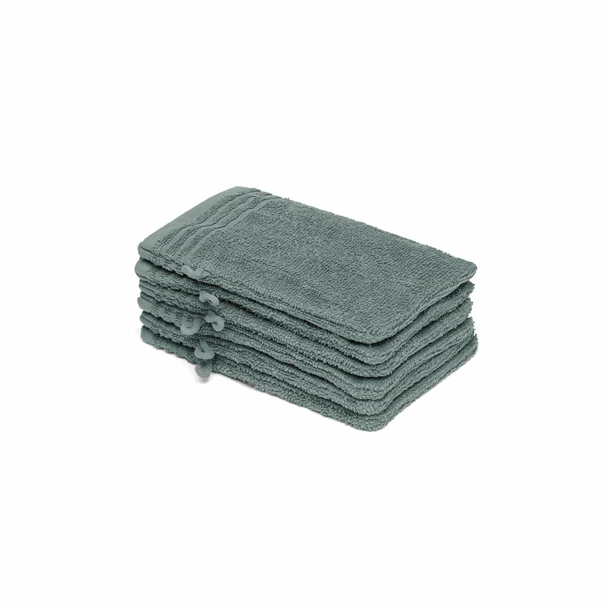Gant de toilette coton peigné LT - Ecume Vert bouteille - 6 x (15 x 21 cm)