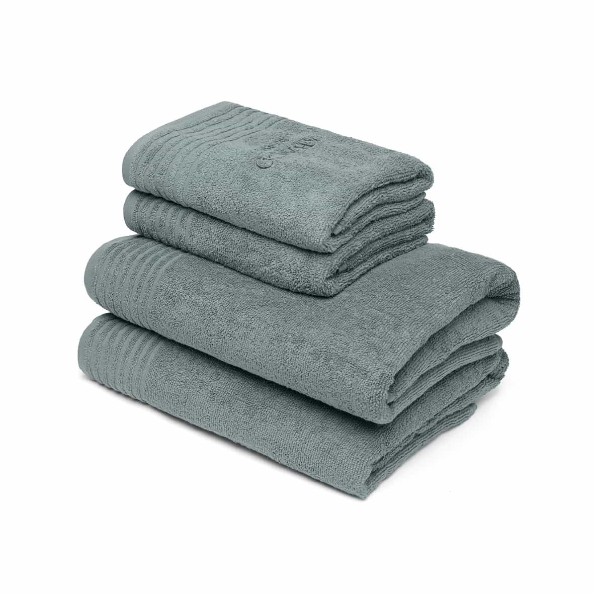 Serviette + drap de bain coton peigné LT - Ecume Vert bouteille - 2 x (50 x 100 cm) + 2 x (70 x 140 cm)