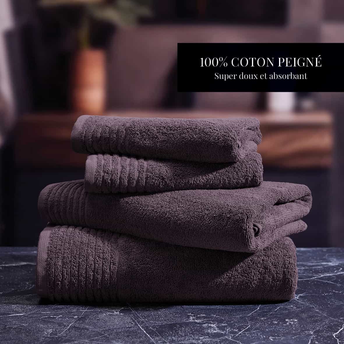 essuie-mains coton peigné LT - Ecume Mauve - 2 x (45 x 45 cm) – Image 4