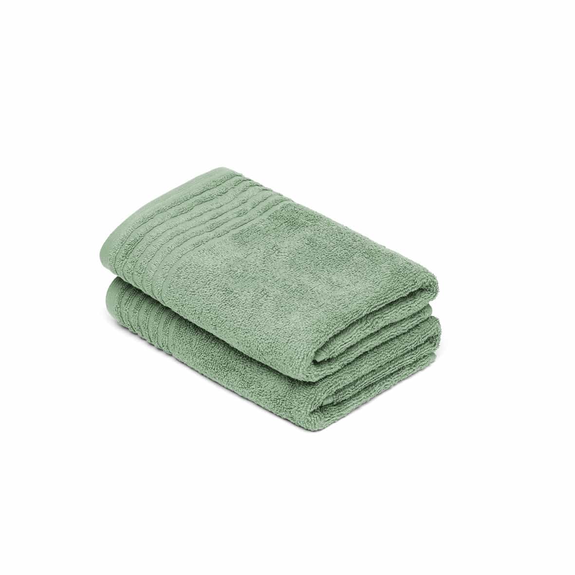 essuie-mains coton peigné LT - Ecume Vert sauge - 2 x (45 x 45 cm)