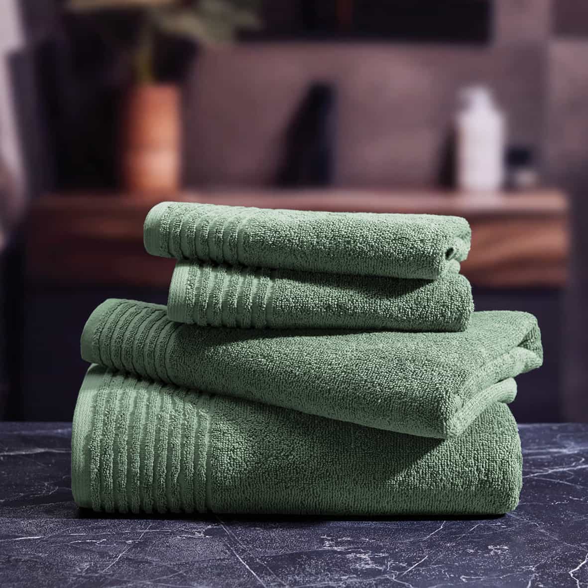 essuie-mains coton peigné LT - Ecume Vert sauge - 2 x (45 x 45 cm) – Image 3