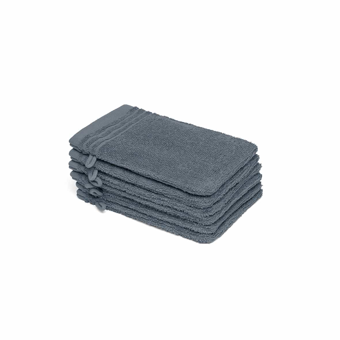 Gant de toilette coton peigné LT - Ecume Bleu de Prusse - 6 x (15 x 21 cm)