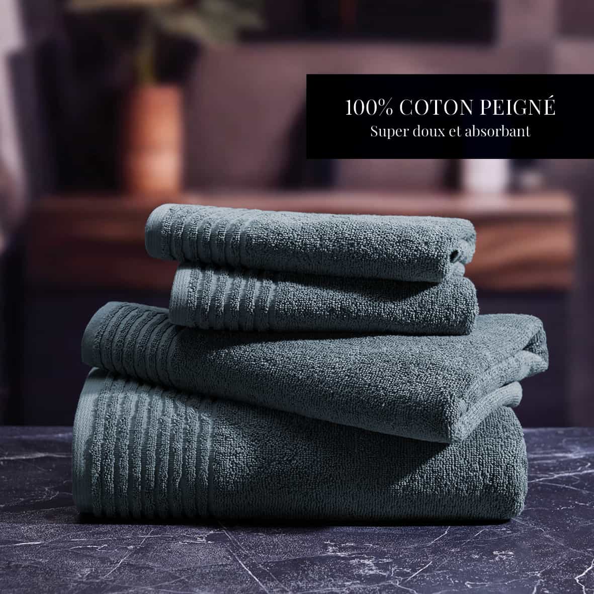 Tapis de bain coton - design 18 Bleu de Prusse - 50 x 70 cm – Image 4