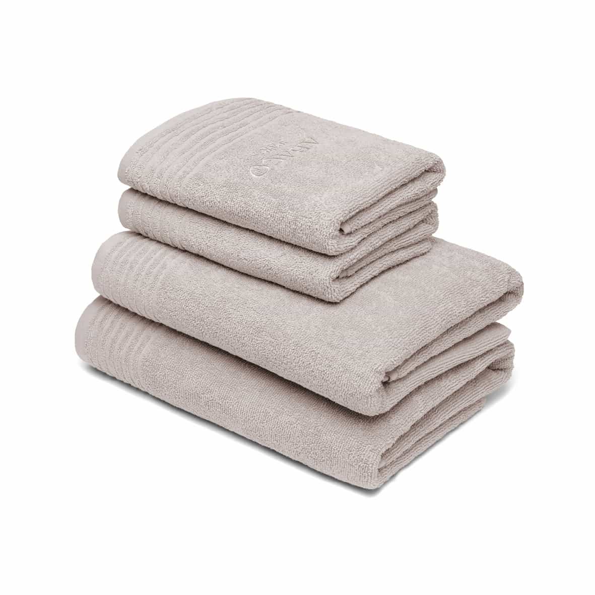 Serviette + drap de bain coton peigné LT - Ecume Sable - 2 x (50 x 100 cm) + 2 x (70 x 140 cm)