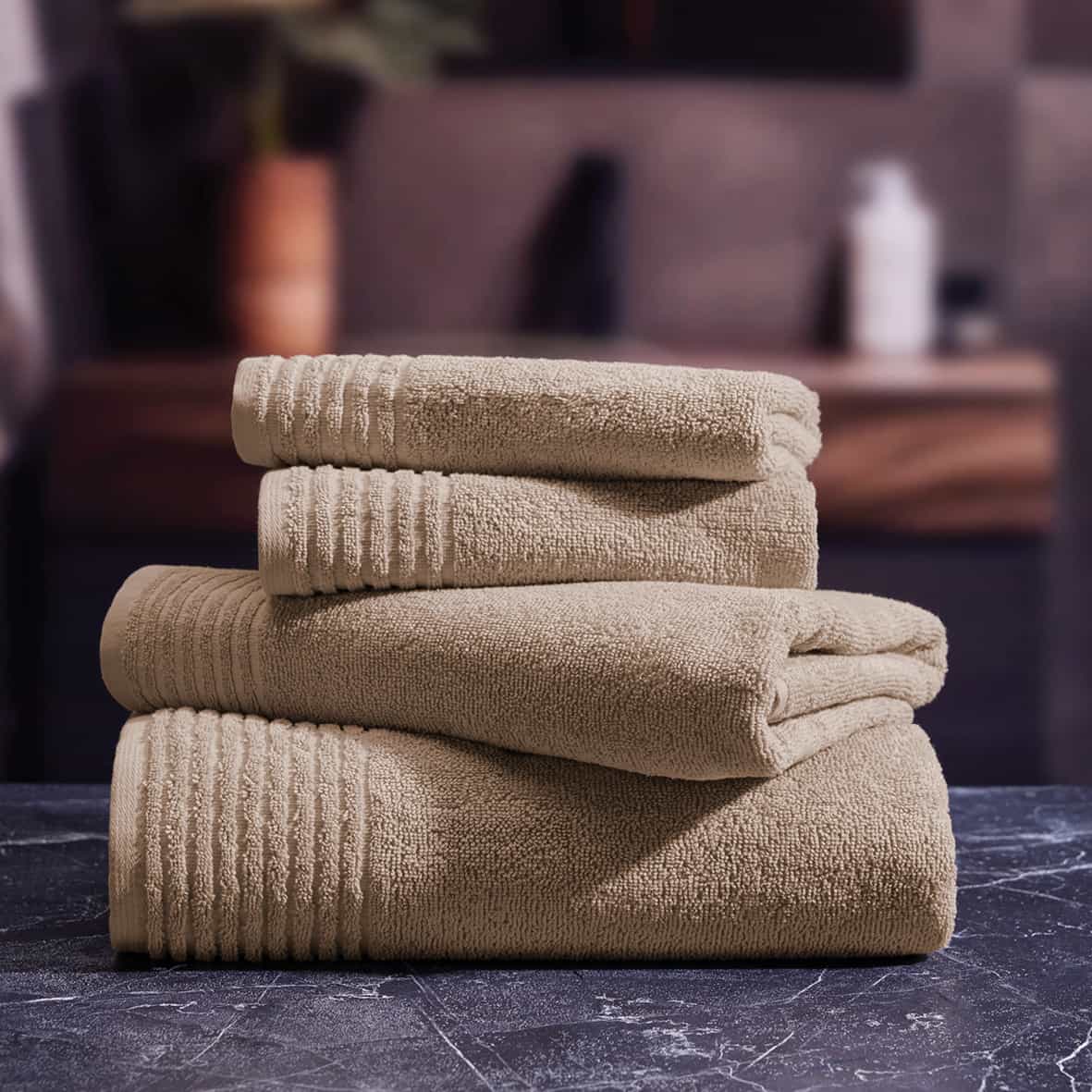 Serviette coton peigné LT - Ecume Taupe - 2 x (50 x 100 cm) – Image 3