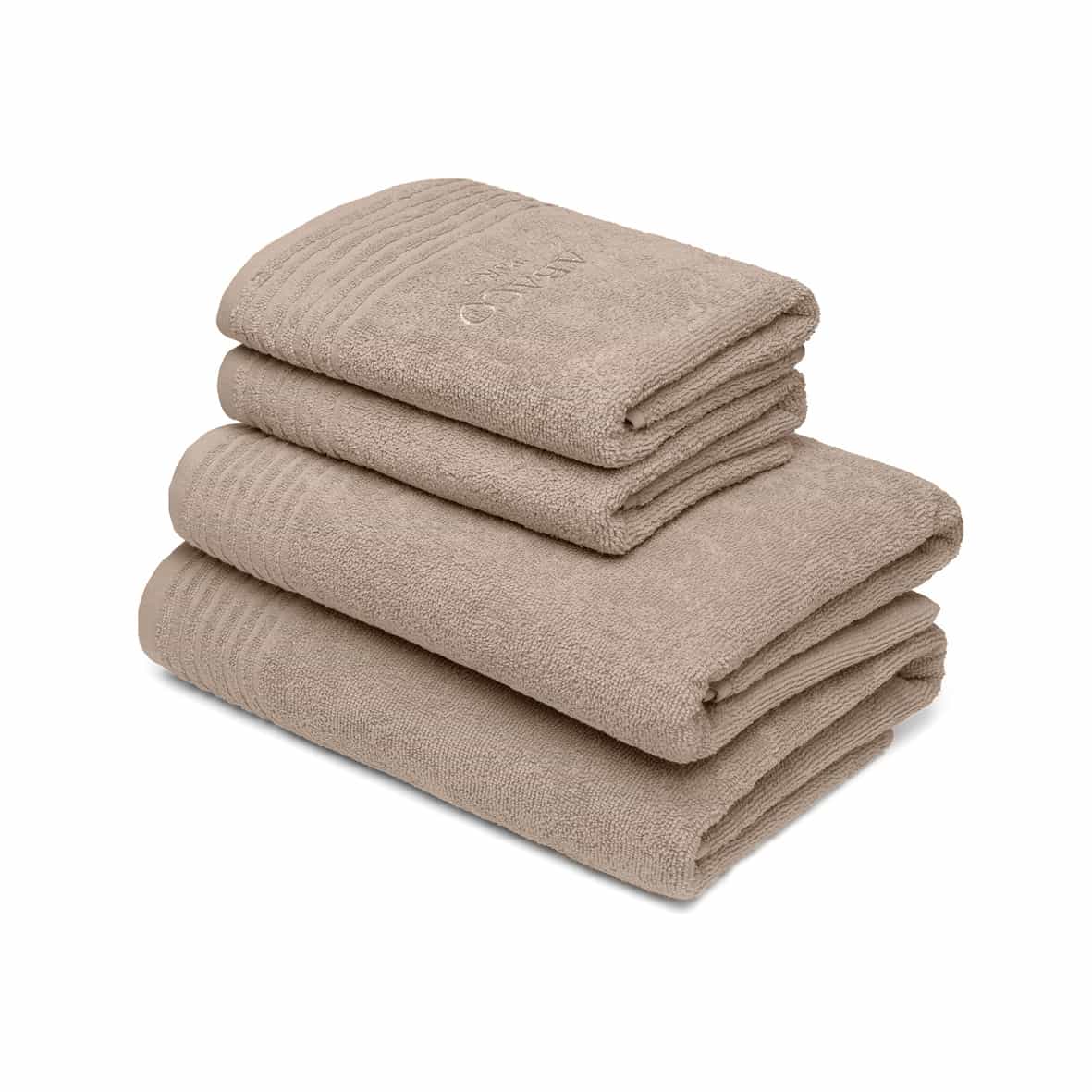 Serviette + drap de bain coton peigné LT - Ecume Taupe - 2 x (50 x 100 cm) + 2 x (70 x 140 cm)
