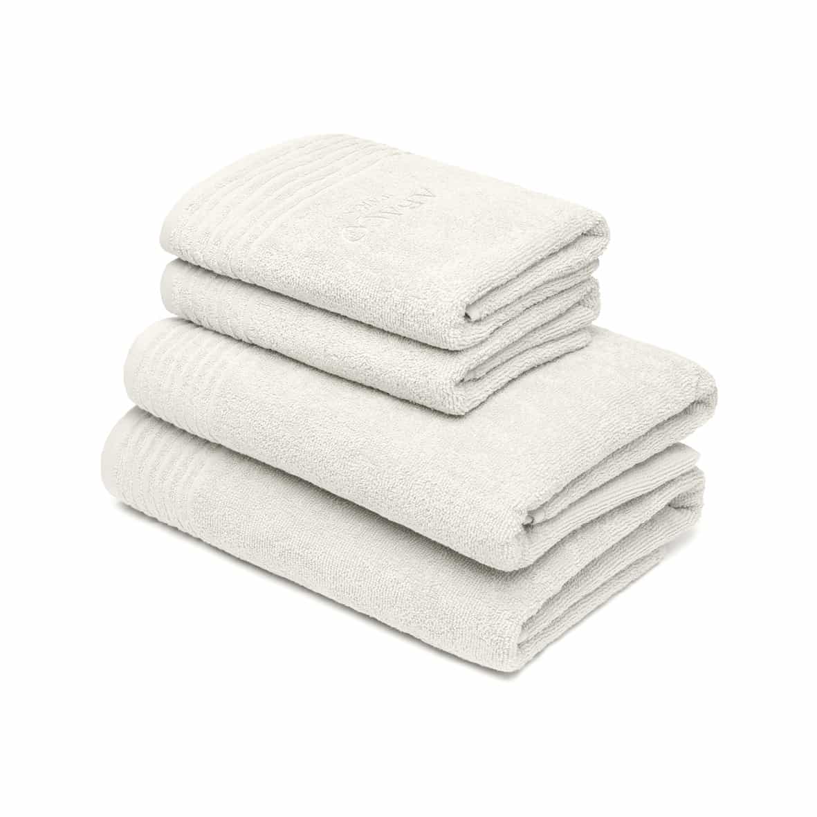Serviette + drap de bain coton peigné LT - Ecume Blanc - 2 x (50 x 100 cm) + 2 x (70 x 140 cm)