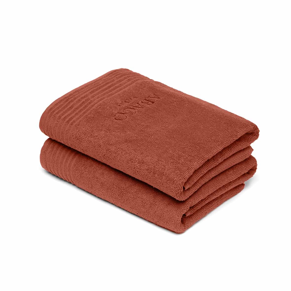 Drap de bain coton peigné LT - Ecume Terracotta - 2 x (70 x 140 cm)