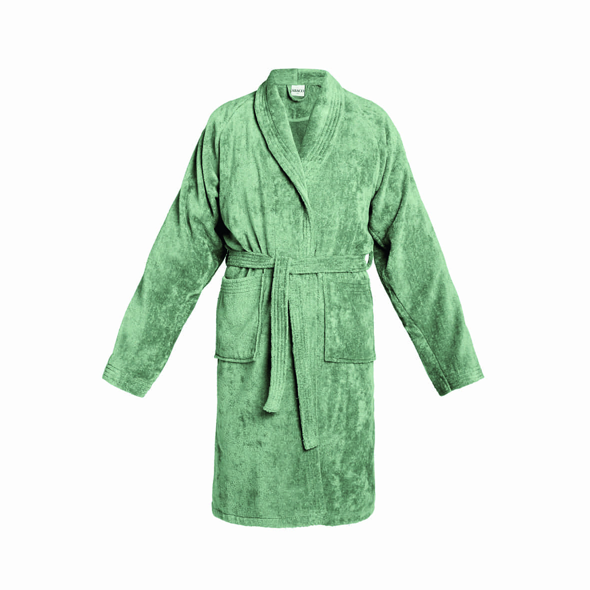 Peignoir avec col châle en coton velours - Uni Vert sauge - M / L