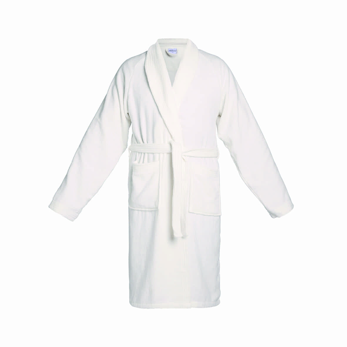 Peignoir avec col châle en coton velours - Uni Blanc - M / L