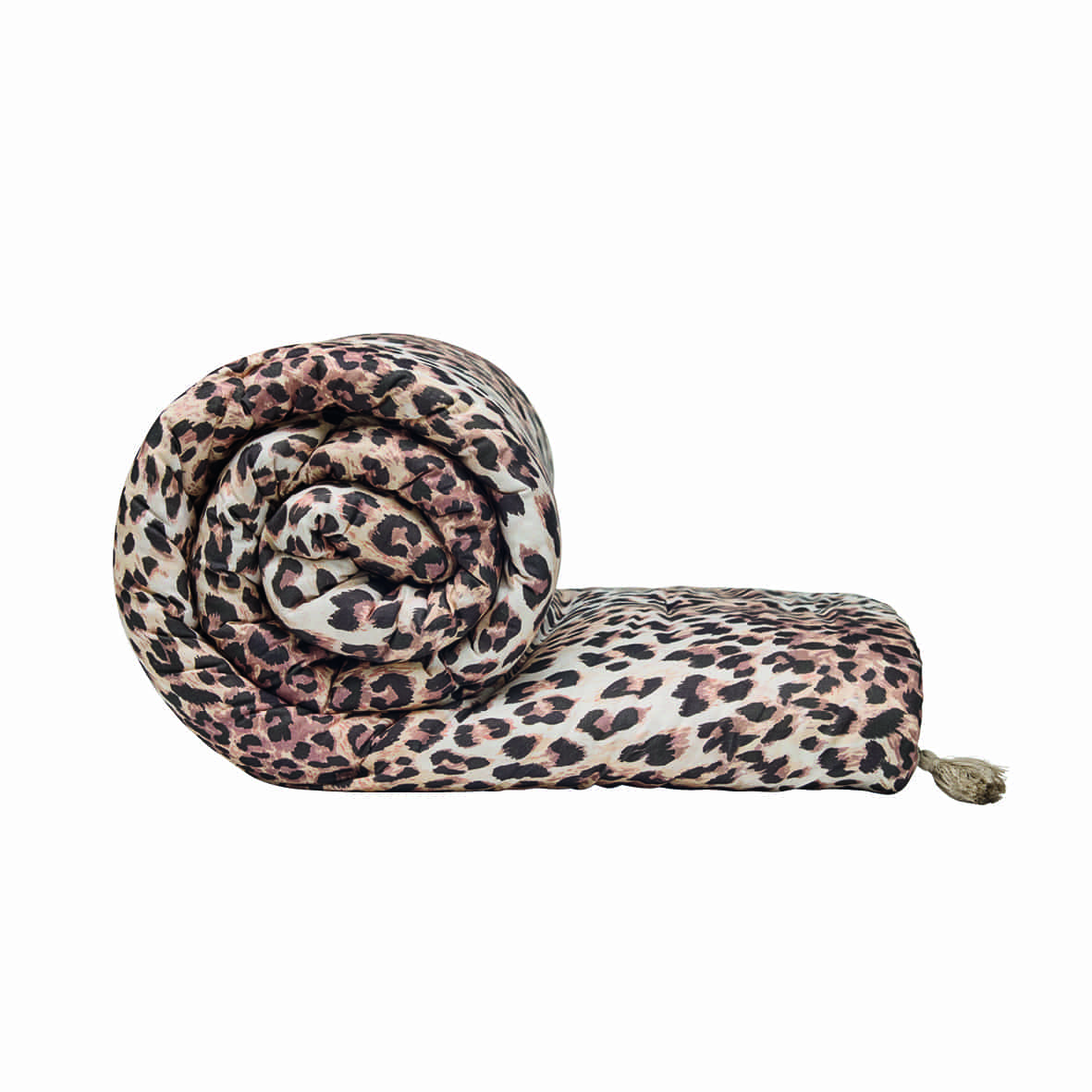 Édredon avec glands satin de coton - Fauve Brun Clair - 140 x 200 cm