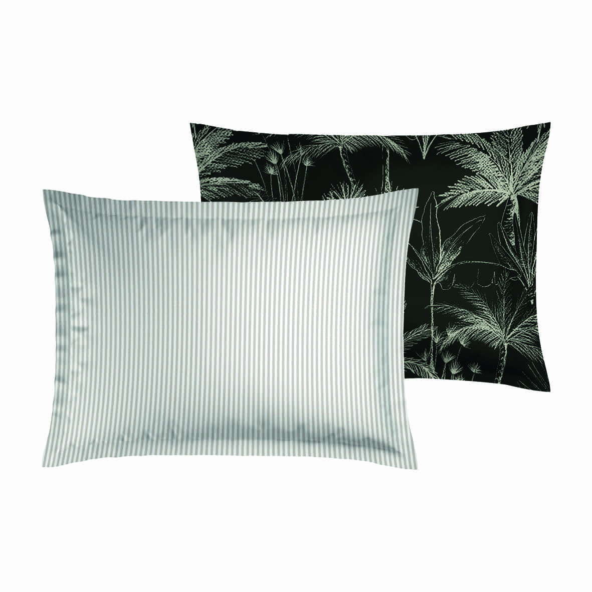 Taie d'oreiller satin de coton - Lignes élégantes Taupe - 2 x (50 x 70 cm)