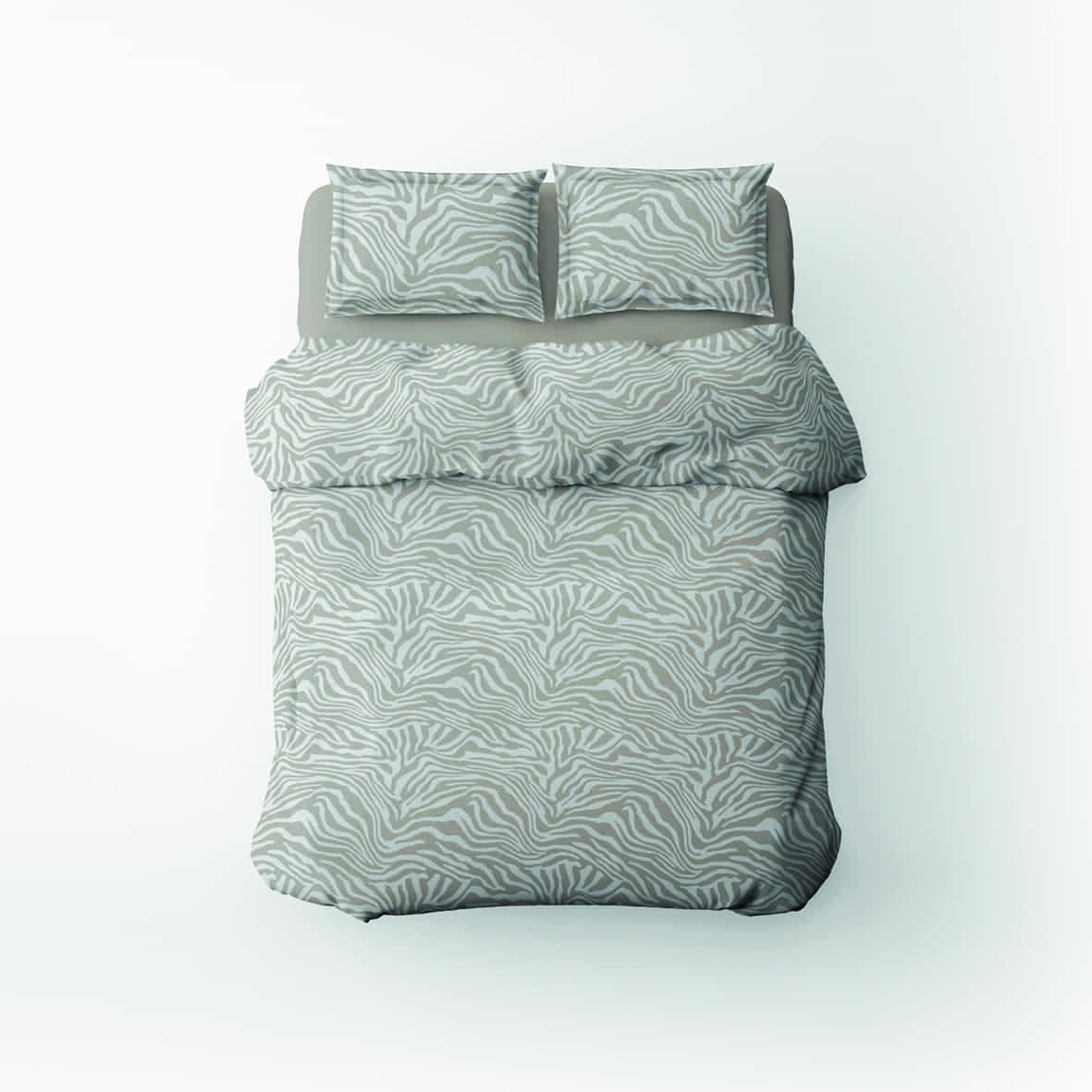 Housse de couette + taie d'oreiller satin de coton - Evasion zébrée Taupe - 260 x 240 cm + 2 x (63 x 63 cm)