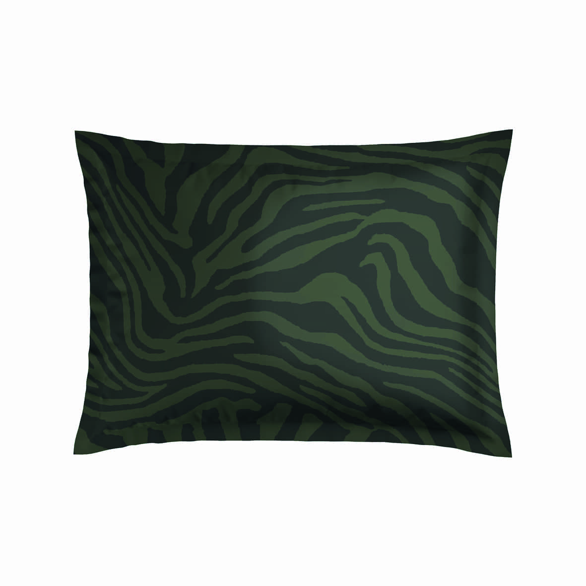 Taie d'oreiller satin de coton Evasion zébrée Vert foncé - 30 x 50 cm