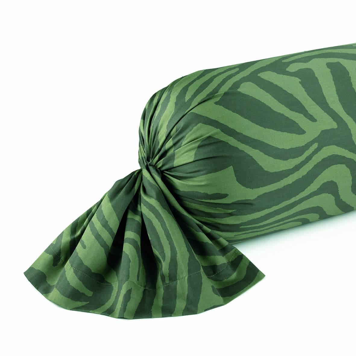 Taie de traversin satin de coton Evasion zébrée Vert foncé - 43 x 210 cm