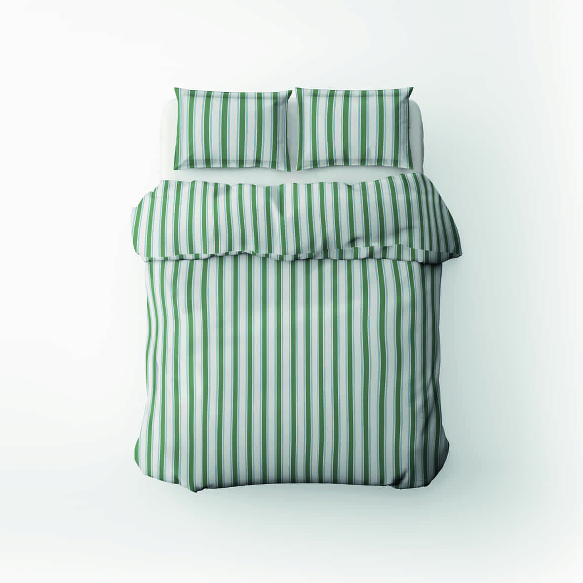 Housse de couette + taie d'oreiller satin de coton Soline Vert / Bleu - 260 x 240 cm + 2 x (63 x 63 cm)